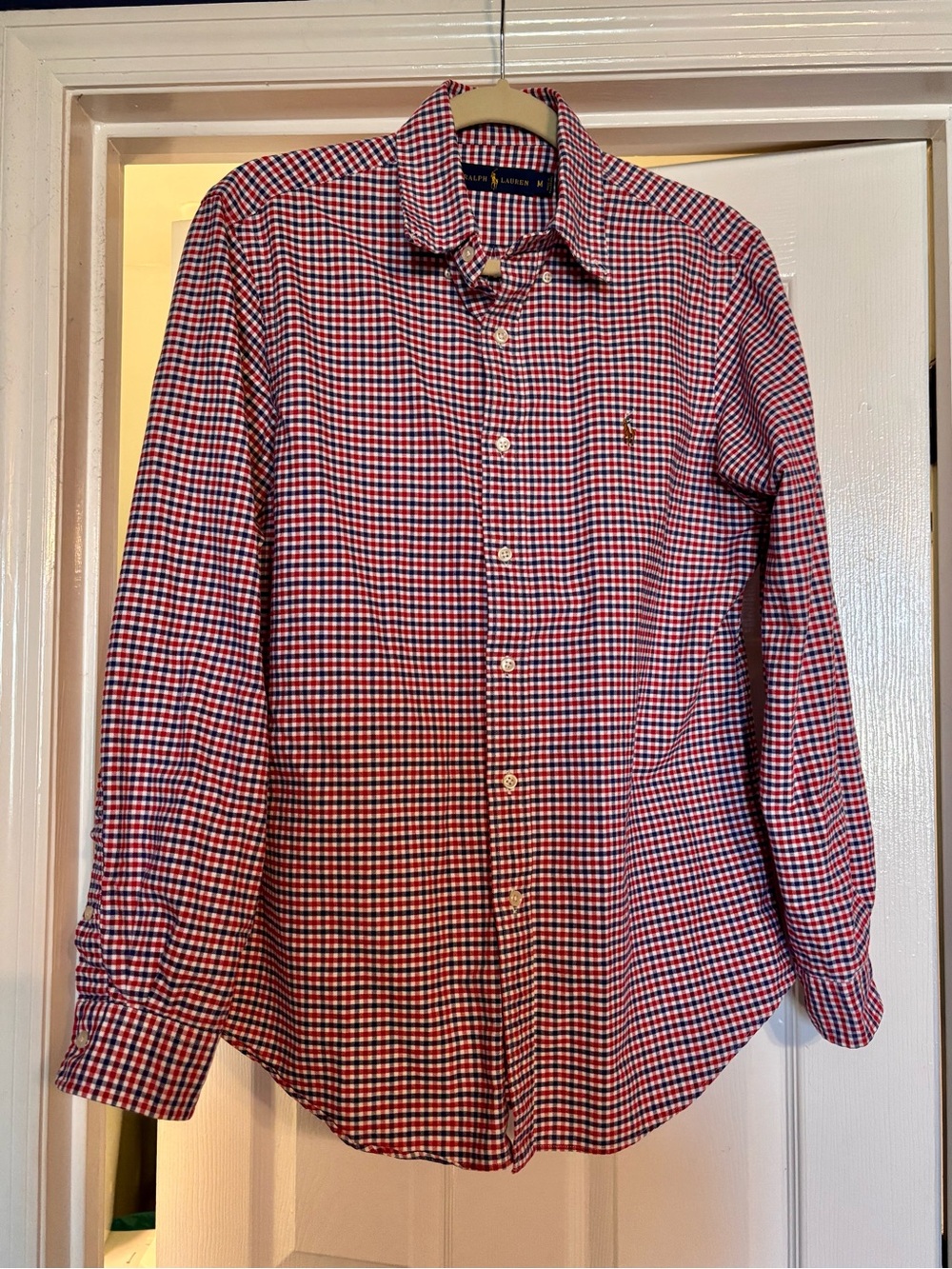 🏇Polo by Ralph Lauren🏇Red, White & Blue Gingham Men's Button-Down Shirt